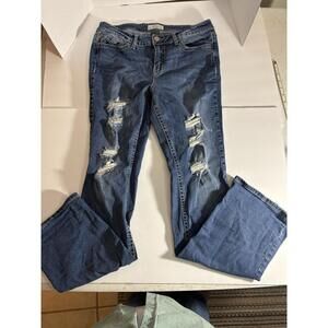 Vintage Brass Women's Size 30 Distressed Medium Wash Blue Jeans Stretch Denim